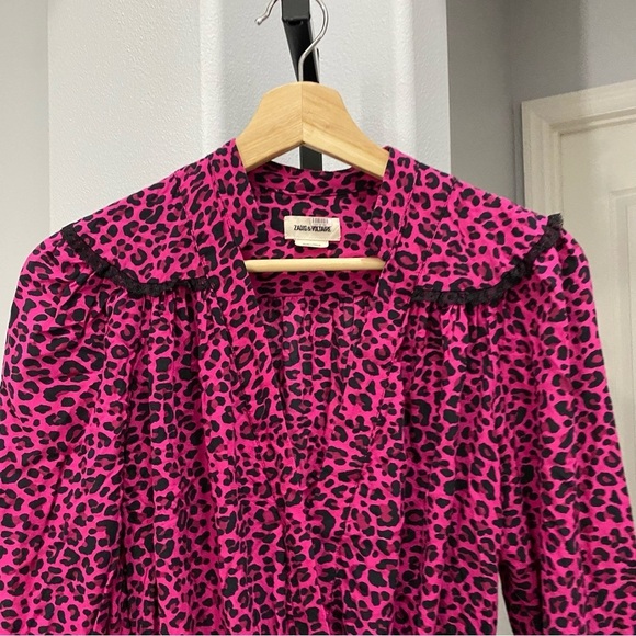 ZADIG & VOLTAIRE Reveal Print Leo Leopard Print Long Sleeve Mini Dress Sz Small - Picture 3 of 8